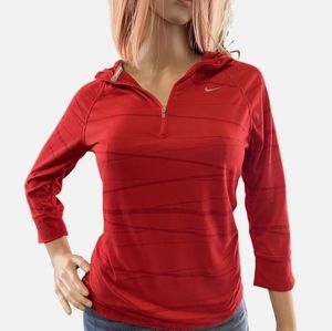 NIKE Womens ¾ Sleeve (¼ Zip) Hoodie T-Shirt Driver's Fit Size X-Small